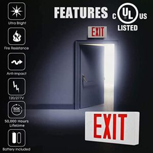 OSTEK Red LED Exit Sign Light - Standard - 90 Minutes Battery Backup, Dual LED Lamp ABS Fire Resistance UL-Listed