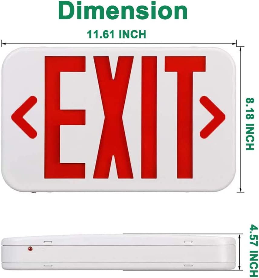 OSTEK Red LED Exit Sign Light - Standard - 90 Minutes Battery Backup, Dual LED Lamp ABS Fire Resistance UL-Listed