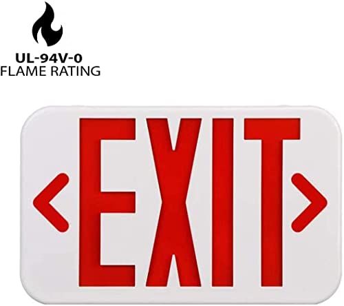 OSTEK Red LED Exit Sign Light - Standard - 90 Minutes Battery Backup, Dual LED Lamp ABS Fire Resistance UL-Listed