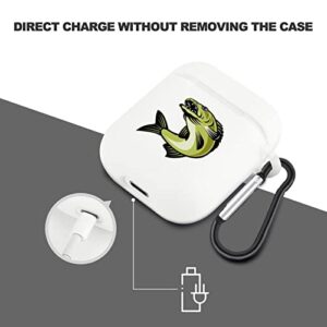 Bass Fishing Printed Bluetooth Earbuds Case Cover Compatible with AirPods 1 & 2 Protective Box with Keychain Cute