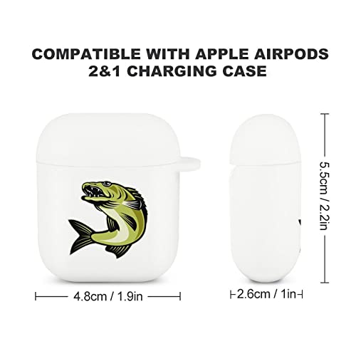 Bass Fishing Printed Bluetooth Earbuds Case Cover Compatible with AirPods 1 & 2 Protective Box with Keychain Cute