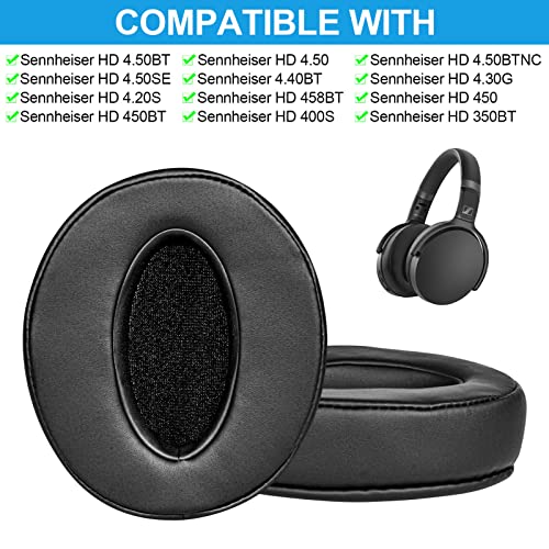 HD450 Earpads, Replacement Sennheiser HD450BT Ear Pads Protein Leather Ear Cushions Parts for Sennheiser HD4.50BT, HD4.50, HD 4.50BTNC, HD450, HD450BT Soft and Comfort Sponge (Black)