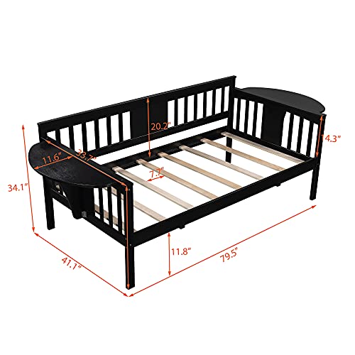 HomJoones Daybed, Wood Day Bed Frame for Adults Twin Size Sofa Bed for Bedroom, Living Room (Twin Espresso)