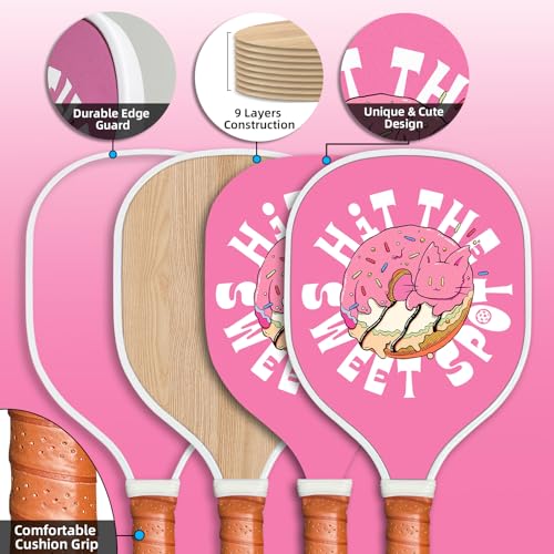 Xenia's Gifts Pickleball Paddle, Pickleball Racket with Ergonomic Designed Non-Slip Grip, Ideal for Beginners, Pros, and Kids (Pink, 2 Paddles)