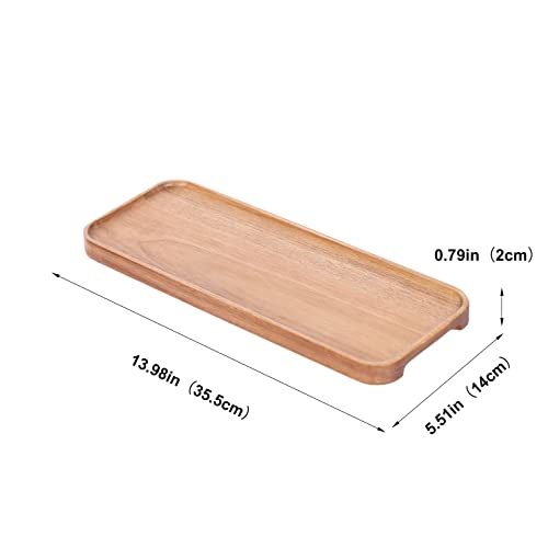 SHENGTIAN Acacia Wood Serving Trays (14 X 5.5 Inches) Rectangular Wooden Serving Platters for Home Decor, Food, Vegetables, Fruit, Charcuterie, Appetizer Serving Tray, Cheese Board (1PCS,13.78in)