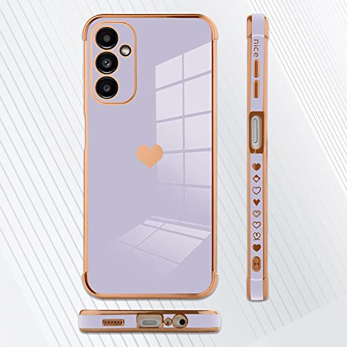 Bonoma for Samsung Galaxy A14 5G Case Heart Plating Electroplate Luxury Elegant Case Camera Protector Soft TPU Shockproof Protective Corner Back Cover Galaxy A14 5G Case -Purple