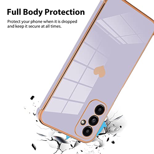 Bonoma for Samsung Galaxy A14 5G Case Heart Plating Electroplate Luxury Elegant Case Camera Protector Soft TPU Shockproof Protective Corner Back Cover Galaxy A14 5G Case -Purple