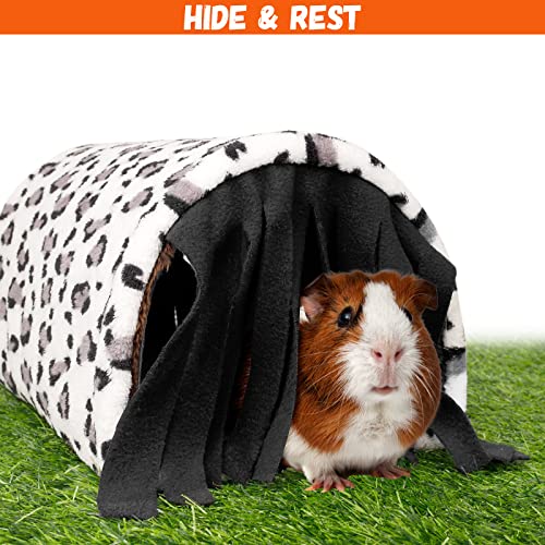 Hideout for Guinea Pig, Large Hide Tunnel House Pack for Pet, Sleep Bed & Hideaway Cave for Hedgehog, Hamster, Chinchilla, Small Animal Cuddle Sleeping Nest & Pouch, Guinea Pig Hut with Domes, Fleece