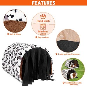 Hideout for Guinea Pig, Large Hide Tunnel House Pack for Pet, Sleep Bed & Hideaway Cave for Hedgehog, Hamster, Chinchilla, Small Animal Cuddle Sleeping Nest & Pouch, Guinea Pig Hut with Domes, Fleece