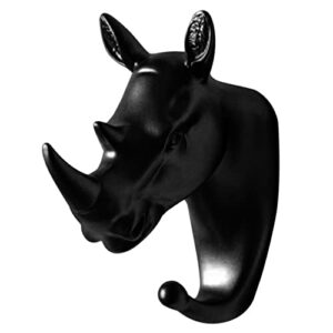 myxp rhino head single wall hook / hanger animal shaped coat hat hook heavy duty, rustic decorative gift , black