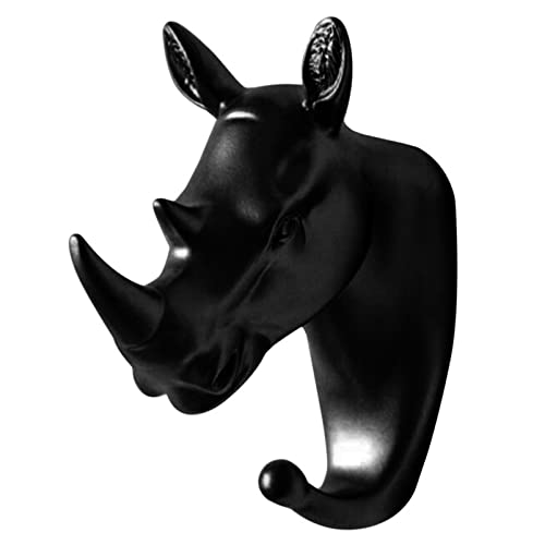 MYXP Rhino Head Single Wall Hook / Hanger Animal Shaped Coat Hat Hook Heavy Duty, Rustic Decorative Gift , Black