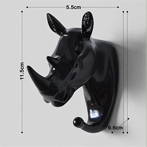 MYXP Rhino Head Single Wall Hook / Hanger Animal Shaped Coat Hat Hook Heavy Duty, Rustic Decorative Gift , Black