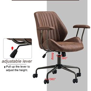 ovios Home Office Desk Chairs Ergonomic Office Chair Modern Computer Desk Chair Suede Fabric Desk Chair for Executive Home Office (Dark Brown)