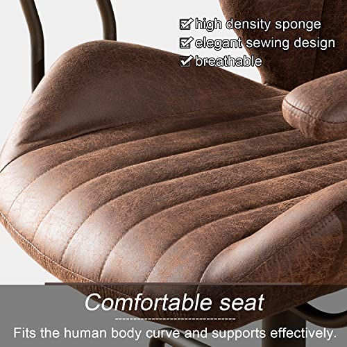 ovios Home Office Desk Chairs Ergonomic Office Chair Modern Computer Desk Chair Suede Fabric Desk Chair for Executive Home Office (Dark Brown)