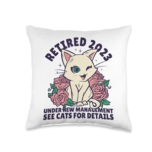 retirement cat lover gifts for women 2023 2023 cute funny retirement women pet cats lover throw pillow, 16x16, multicolor