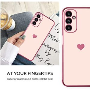 KANGHAR Compatible with Samsung A14 5G Case for Women Girl, Plating Edge Cute Love Heart Soft TPU Bumper with 4 Corners Shockproof Protection Phone Case Cover for Galaxy A14 5G(Pink)