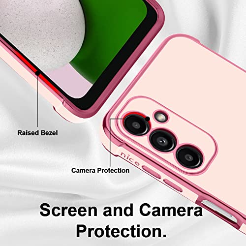 KANGHAR Compatible with Samsung A14 5G Case for Women Girl, Plating Edge Cute Love Heart Soft TPU Bumper with 4 Corners Shockproof Protection Phone Case Cover for Galaxy A14 5G(Pink)