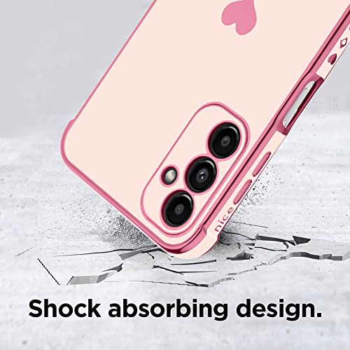 KANGHAR Compatible with Samsung A14 5G Case for Women Girl, Plating Edge Cute Love Heart Soft TPU Bumper with 4 Corners Shockproof Protection Phone Case Cover for Galaxy A14 5G(Pink)