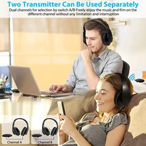 ASTSH TV Headphones Wireless Folding Headphones for TV with 2.4GHz RF Transmitter Support Optical RCA AUX, 100ft Range No Audio Delay, Ideal for TV Watching & Seniors