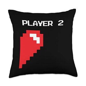 player 1 player 2 couple gamer valentine's gifts matching gamer couple valentine's gift 1 player 2 throw pillow, 18x18, multicolor