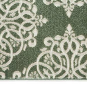 Dream Home | Medallion Collection | Green Damask Polyester Scatter Rug, 20" x 34"