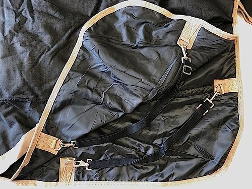 AJ Tack 1200D Waterproof Poly Turnout Horse Blanket with Neck Rug - Black 74" Medium