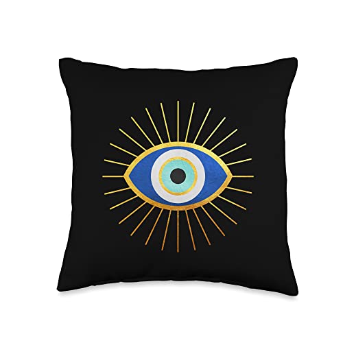 evil eye Matiasma Symbol in Greek Throw Pillow, 16x16, Multicolor