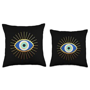 evil eye Matiasma Symbol in Greek Throw Pillow, 16x16, Multicolor