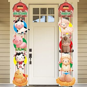 hanplk farm animals birthday party decorations, farm animals party supplies for kids, indoor home, outdoor banner porch sign, farm animals theme party decorations