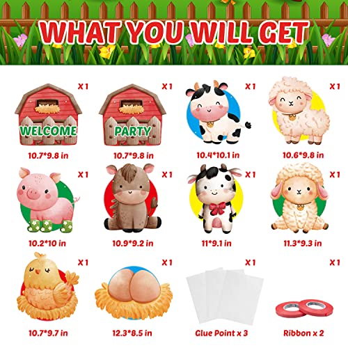 HANPLK Farm Animals Birthday Party Decorations, Farm Animals Party Supplies for Kids, Indoor Home, Outdoor Banner Porch Sign, Farm Animals Theme Party Decorations