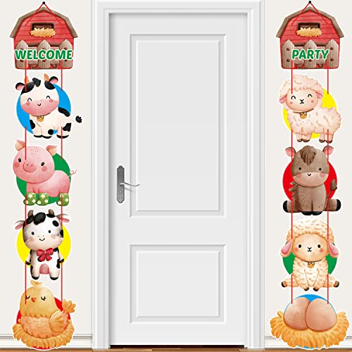 HANPLK Farm Animals Birthday Party Decorations, Farm Animals Party Supplies for Kids, Indoor Home, Outdoor Banner Porch Sign, Farm Animals Theme Party Decorations