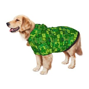 Large Dog Hoodie St.Patrick-Day-Green-Colors Pet Clothes Sweater with Hat Soft Cat Outfit Coat Medium