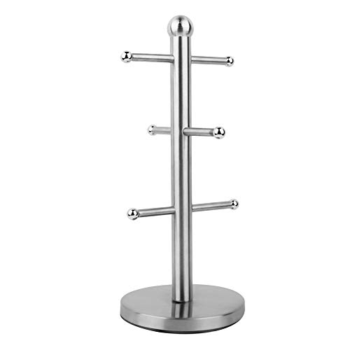 Zerodis Cup Storage Tree, Stainless Steel Cup Holder Stand with Thickened 3 Branches Metal Coffee Cup Storage Rack for Kitchen Countertop 5.9x5.9x14inch