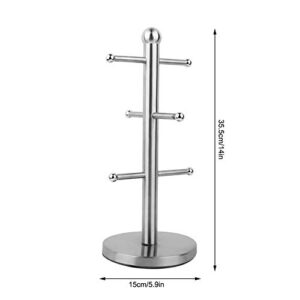 Zerodis Cup Storage Tree, Stainless Steel Cup Holder Stand with Thickened 3 Branches Metal Coffee Cup Storage Rack for Kitchen Countertop 5.9x5.9x14inch