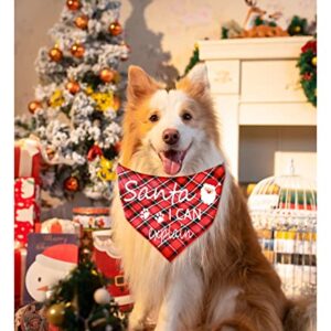 Waghaw Dog Christmas Bandana, 2 Pack Plaid Pets Bandana for Small Medium Large and Extra Large Dogs (Large, Red)