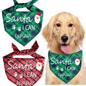 Waghaw Dog Christmas Bandana, 2 Pack Plaid Pets Bandana for Small Medium Large and Extra Large Dogs (Large, Red)