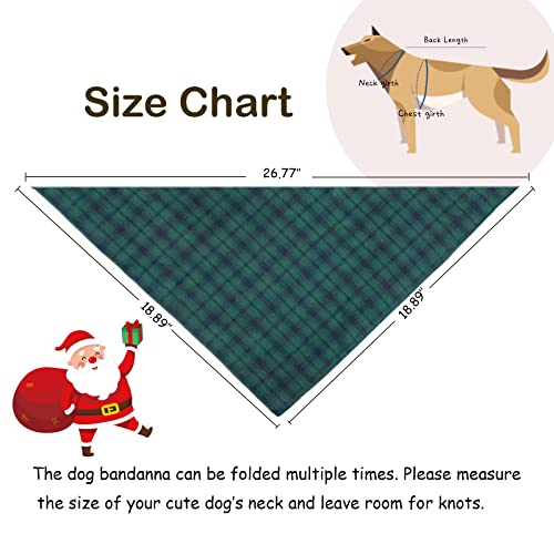 Waghaw Dog Christmas Bandana, 2 Pack Plaid Pets Bandana for Small Medium Large and Extra Large Dogs (Large, Red)