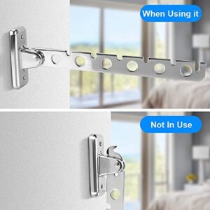 WODMB 6 Holes Drying Rack Wall Mounted Clothes Folding Hangers Laundry Storage Supplies Clothes Indoor Space Saving Stainless Steel