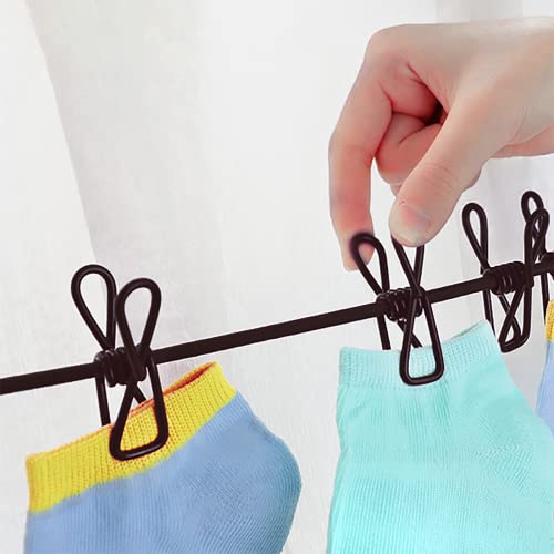 Retractable Clothesline for Travel Camping Outdoor, Portable Elastic Clothesline Rope with 12 Clothes Clips, 13 Anti-Skid Clips for Indoor Laundry Drying line,Backyard, RV Cruise Accessories