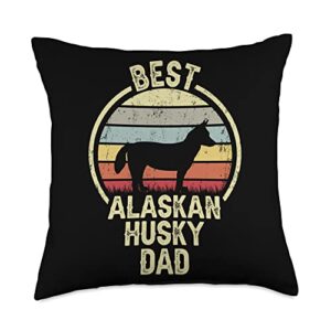 retro alaskan husky gift for men & dad best dog father dad-vintage alaskan husky throw pillow, 18x18, multicolor