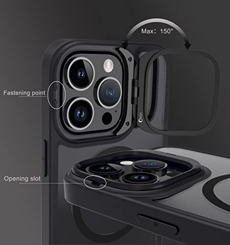 chitri Camera Kickstand Magnetic Case,Compatible with iPhone 14 Pro Max Case with Ring Stand,[Compatible with MagSafe] [Military Grade Drop Tested] Translucent Matte Case