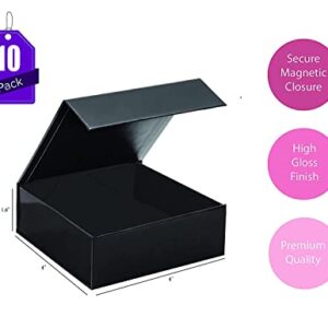 Purple Q Crafts SMALL Black Hard Gift Box With Magnetic Closure Lid 4" x 4" x 1.6" Square Favor Boxes With black Glossy Finish (Black 10 Boxes)