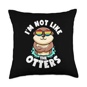 gay otter animal lover like no otter gay rights like lgbtq gay pride month sea otters throw pillow, 18x18, multicolor