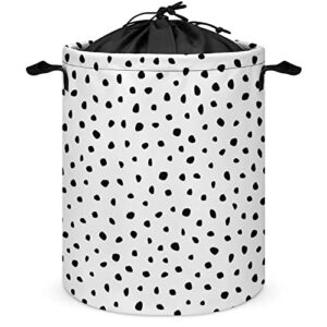laundry hamper irregular chaotic dots dirty clothes storage basket black and white collapsible waterproof toy organizer for boys and girls bedrooms, bathroom
