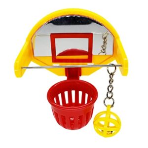 Grebest Parrot Training Toy Mini Basketball Hoop Parrot Chewing Toy Develop Intelligence Plastic Random Color