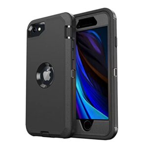 jaroco for iphone se case 2022/2020,iphone 8/7 [shockproof] [dropproof] [military grade drop tested] with non-slip removable heavy duty full body phone case 4.7 inch-black