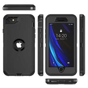 jaroco for iPhone SE Case 2022/2020,iPhone 8/7 [Shockproof] [Dropproof] [Military Grade Drop Tested] with Non-Slip Removable Heavy Duty Full Body Phone Case 4.7 Inch-Black