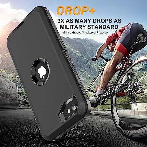 jaroco for iPhone SE Case 2022/2020,iPhone 8/7 [Shockproof] [Dropproof] [Military Grade Drop Tested] with Non-Slip Removable Heavy Duty Full Body Phone Case 4.7 Inch-Black