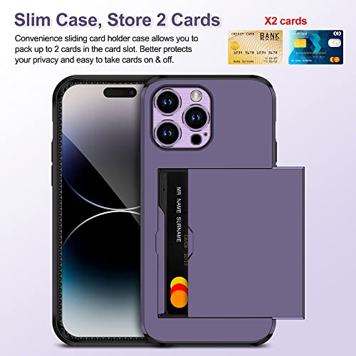 SAMONPOW for iPhone 14 Pro Case with Screen Protector & Camera Cover 4-in-1 Full Body Hybrid iPhone 14 Pro Protective Case Wallet Card Holder Shockproof Bumper Cover for iPhone 14 Pro for Women Men