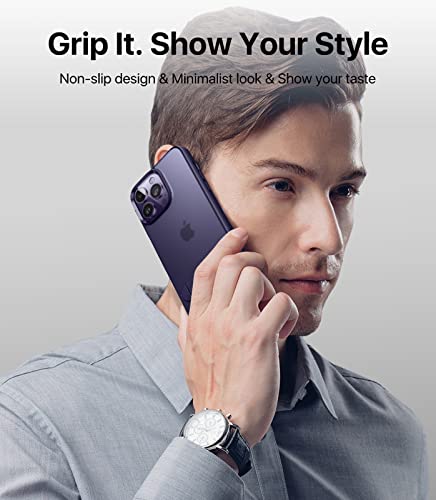 andobil for iPhone 14 Pro Case with Stand [Built-in Invisible Kickstand] [Military Grade Protection] Shockproof Translucent Slim Protective Case for iPhone 14 Pro 6.1 Inch 2022, Matte Purple